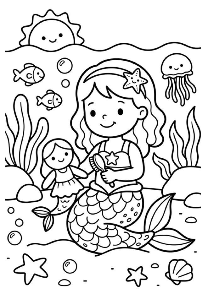 Desenhos de sereia para colorir para imprimir e colorir - imagem 10